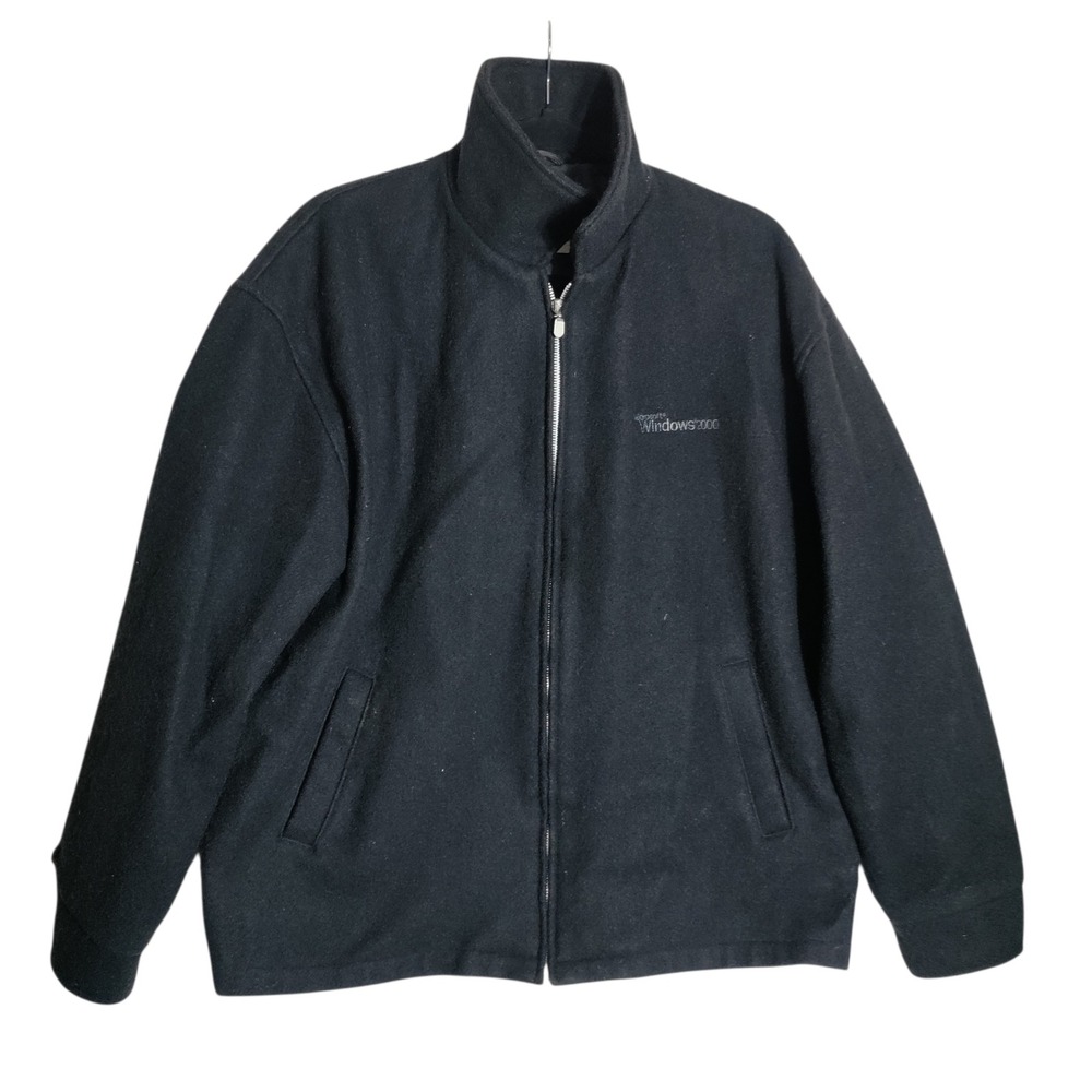 Vintage Microsoft Windows 2000 I Shipped Wool Jacket Mens Large Black Promo Tech